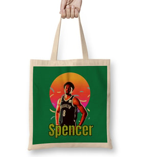 Spencer Dinwiddie Vintage Art - Legend Basketball Gift Bez Çanta Uzun Saplı