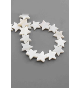 Sedef Doğal Taş Parlak Beyaz Yıldız Kesim 16x3mm Dizi [AA]