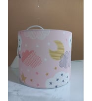 Pembe Bulutlu Kumaş Kaplama Çocuk Odası Genç Ve Bebek Odası Avize Aydınlatma Sarkıt (A.Pembe)