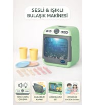 Sesli Işıklı Aksesuarlı Su Hazneli Oyuncak Bulaşık Makinesi Seti Evcilik ve Mutfak Oyun Seti