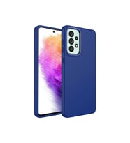 Samsung Galaxy A33 5G Uyumlu Kılıf Metal Çerçeve ve Buton Tasarımlı Silikon Zore Luna Kapak (Lacivert)
