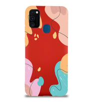 PrintiFy Samsung Galaxy M21 Uyumlu Lansman Kılıf Karışık Renkler Tasarımlı İçi Kadife Kapak (Kırmızı)