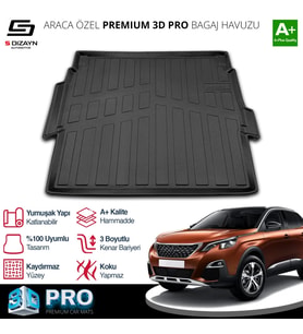 S-Dizayn Peugeot 3008 3D Pro Bagaj Havuzu Üst Bagaj 2016-2023 A+ Kalite