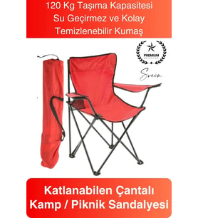 120 Kg Kapasiteli Su Geçirmez Kolay Silinebilir Katlanabilen Çantalı Askılı Kamp Piknik Sandalyesi