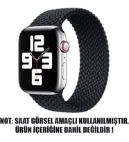 Apple Watch Series 7 45mm için Kordon, (Medium Size, 147mm) Braided Solo İlmik Kayış Siyah [Watch Series 7 45mm ile Uyumlu Kordon - Siyah]
