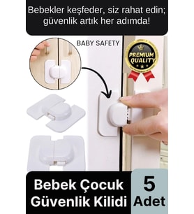 Özel Tasarım Buzdolabı Çekmece Pencere Dolap Sabitleyici 5 Adet Çocuk Bebek Koruyucu Güvenlik Kilidi