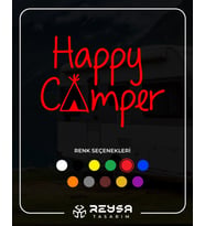 Happy Camper Sticker 17x17 Cm Kırmızı