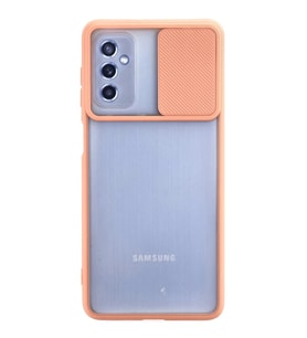 Newface Samsung Galaxy M52 5G Kılıf Palm Buzlu Kamera Sürgülü Silikon - Pembe