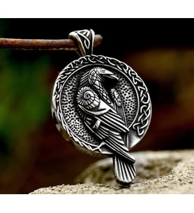 Çift Taraflı Kullanım Zeka Simgesi Viking Kuzgun Viking Kolye