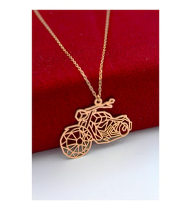925 Ayar Gümüş Rose Altın Kaplama Origami Motorbisiklet Kolye