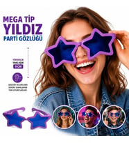 Mega Tip Yıldız Parti Gözlüğü Mor Renk