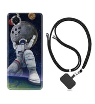 Huawei Nova Y70 Y90 Nova 9 SE  Kılıf Boyun Askılı Silikon Astronot ve Dünya 1759