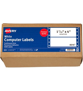 Avery 4014 Dot Matrix Posta Etiketleri, 1 Arası, 1 7/16 X 4, Beyaz (5000'Li Kutu)