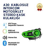 A30 IPX7 Su Geçirmez RGB Wireless Interkom Motor Motosiklet Stereo Kask Kulaklığı