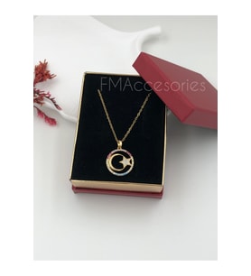 Çelik Kadın Kolye Paslanmaz Çelik 14k Gold Ay Ve Yıldız Kırmızı Mavi Özel Seri Kadın 45 cm Kolye