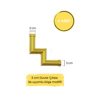 Dekoratif Polimer 3 cm Duvar Çıtası Uyumlu Köşe Motifi (Altın)