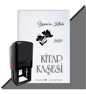 Kişiye Özel Çiçek Buketi 19 2021 Otomatik Kitap Kaşesi (Siyah)