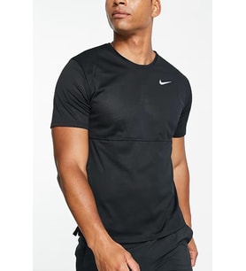 Nike Dri-Fit Run Top Short-Sleeve Standart Fit Kesim Siyah Erkek Tişört