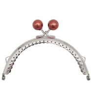Angel Çanta Aksesuar 10.5 cm Gümüş Metal Koyu Bordo Toplu Oval Cüzdan Klipsi Çanta Bursu Model 2