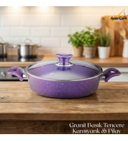 ARZU ÇELİK 26 Cm Granit Karnıyarık & Pilav Tenceresi Cam Kapak - Violet
