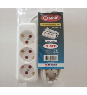 3 LÜ 3 METRE TOPRAKLI GRUP PRİZ (ASGRUP)