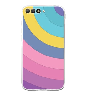 Huawei Y6 2018  Kamera korumalı Kapak Renk Cümbüşü Tasarımlı  Şeffaf Kılıf