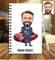 Kişiye Özel Araba Tasarımlı Karikatür Ahşap Defter Ve Kalem Seti 51