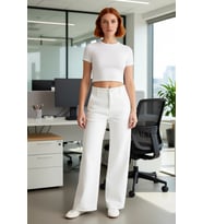 Kadın Wide Leg Düğmeli Denim Pantolon Fonksiyonel Dayanıklı Kaliteli Konforlu Estetik Spor
