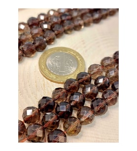 Dumanlı Kuvars Taşı Faset Kesim YARIM Dizi 8mm (18cm uzunluğundadır)