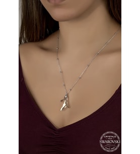 Union Swarovski Crystal Kadın Silver Shade Mercan Gümüş Kolye