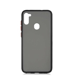 Galaxy A11/M11 Kılıf Mat Yüzey Renkli Kenar Silikon (Siyah)
