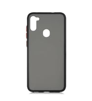 Galaxy A11/M11 Kılıf Mat Yüzey Renkli Kenar Silikon (Siyah)