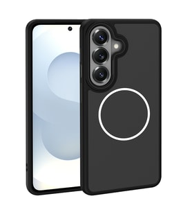 Lexroo Galaxy S26 Plus Kılıf M-Safe Şarj Özellikli Metal Kamera Çerçeveli Sanremo Silikon - Siyah