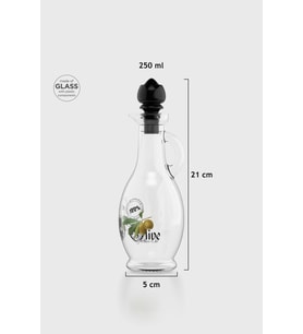 Renga Kibele Desenli 250 ml Siyah Kapaklı Cam Yağlık 152043