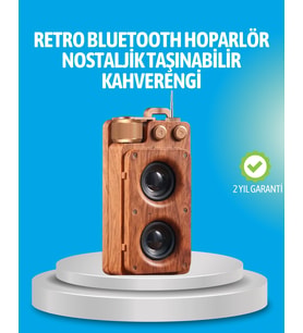 Mey İthalat® Bluetooth Hoparlör Ahşap Görünümlü 5W Çift Stereo Ses