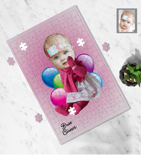 Kişiye Özel Kız Bebek  Karikatürlü A3 130 Parça Puzzle Model-2