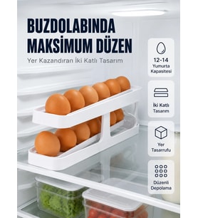 Mey İthalat® Buzdolabı Yumurtalık Organizer Geniş Kapasiteli Yumurta Düzenleyici Rafı