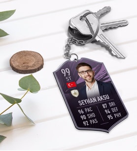 BK Gift Kişiye Özel Ahşap Anahtarlık Futbolcu Kartı-5