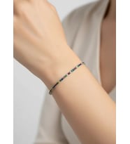 Çelik Silver Mini Renkli Yuvarlak Taşlı Su Yolu Bileklik - 26slb43
