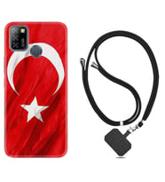 INFINIX Smart 4 5 6 Zero 8 S5 Pro Kılıf Boyun Askılı Silikon Şanlı Türk Bayrağı 4 1401