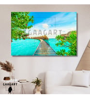 Tekli Yatay Kanvas Duvar Tablosu Tatil Manzarası Bora Bora