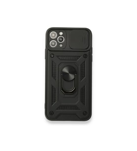 Çınarcık Dev iPhone 11 Pro Max Kılıf Pars Lens Yüzüklü Silikon - Siyah