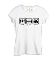 Eat Sleep Drum Beyaz Kadın Tshirt