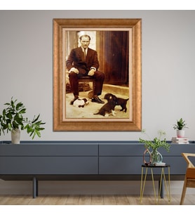 Altın Paspartulu Atatürk  Çerçeveli Tablo C589 (Gold)