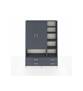 Arges Dolap 10 Raflı 4 Çekmeceli 2 Kapaklı 132x30x195 Antrasit-Antrasit/Antrasit