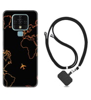 Tecno Camon 16 18P Pova Kılıf Boyun Askılı Silikon Harita ve Uçak 1777