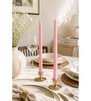 Düz Şamdan 2'li Mum - Mumelia Candles Doğal Soya Kutulu Dekoratif Mum - Açık Pembe