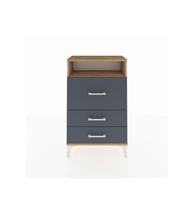 Arges Komodin Tek Raflı 3 Çekmeceli 60x30x96 Çam-Antrasit