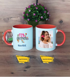 Fizik Öğretmeni Kupa Bardak Turuncu Fotoğraflı Öğretmenler Günü Hediyesi