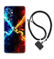 Tecno Spark 9 Pro Kılıf Silikon Boyun Askılı İpli Desenli Silikon Red Blue Leon 1714